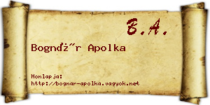Bognár Apolka névjegykártya