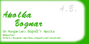 apolka bognar business card